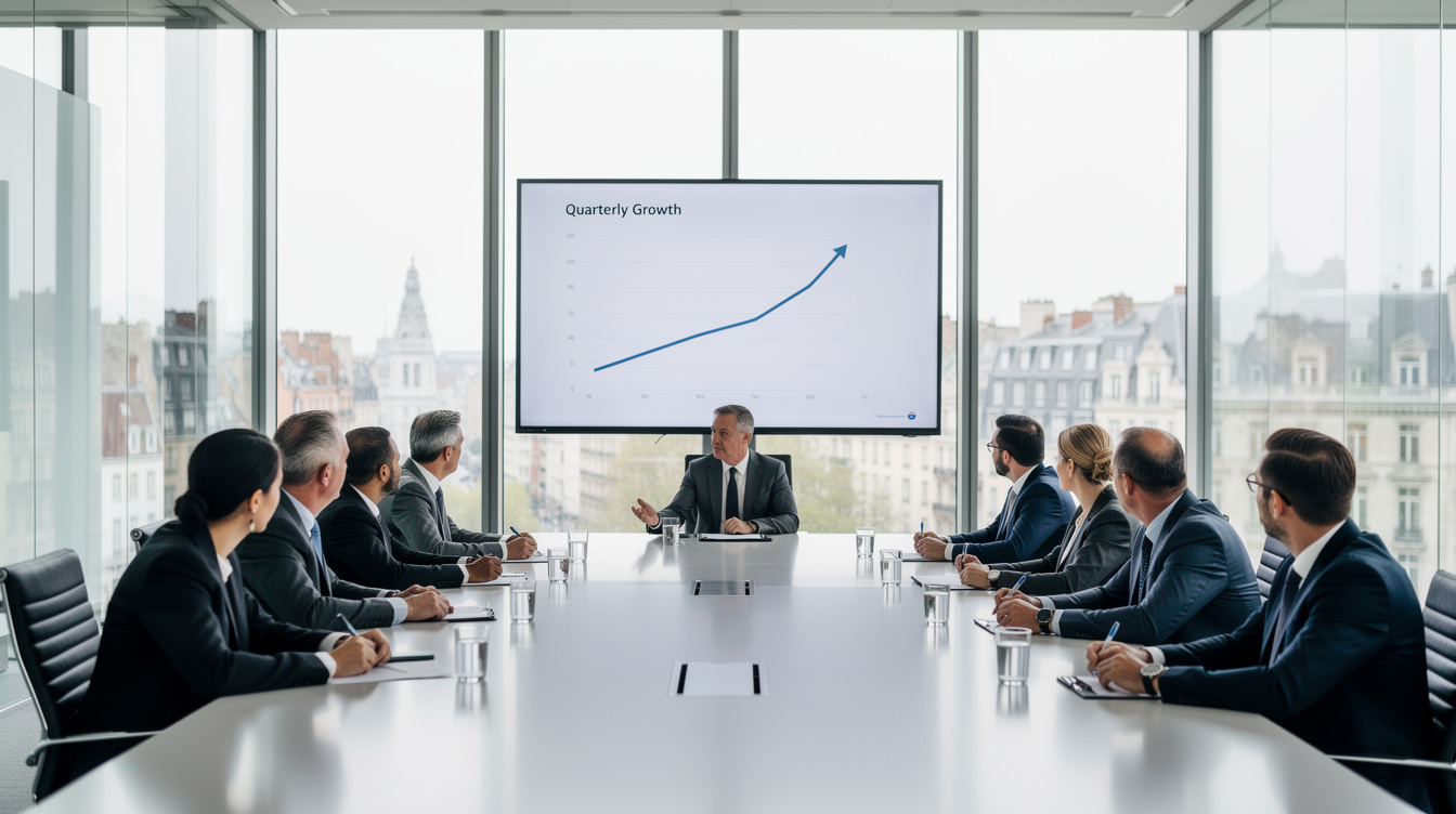 Executives in a modern conference room during a strategic briefing